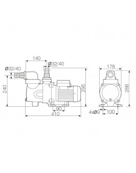 Насос FCP-250S с префильтром 5,2м³/час(6м), 1ф/220В, 0,43/0,25 кВт, версия 12S