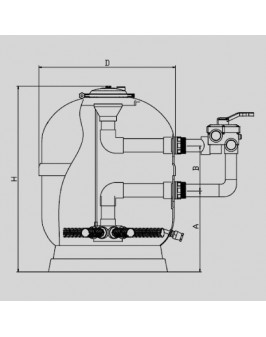 Фильтр песчаный OEM-P VIENNA, d=600 мм, с 6-поз. клапаном Praher 1 1/2" и манометром