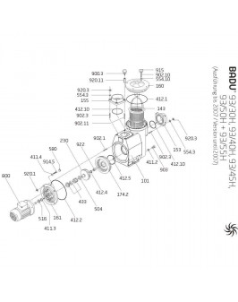 Насос BADU 93/45 с префильтром, бронзовый 45 м³/ч, 3,0/2,60 кВт, 380 В