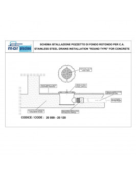 Донный слив под бетон Marpiscine 20099 (2") нерж.сталь