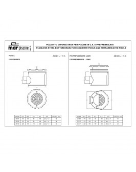Донный слив под бетон Marpiscine 20099 (2") нерж.сталь