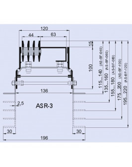 Напольный трехщелевой диффузор с ревизией ASR-3, алюминий