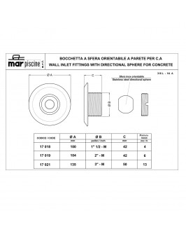 Форсунка стеновая под бетон Marpiscine 17018 (1.5") нерж.сталь