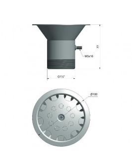 Форсунка донная Pahlen, наруж. р. 1 1/2”, под бетон, AISI 316L