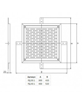 Решётка донного слива AST 400х400 нерж. AISI-304