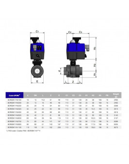 Кран шаровый с электроприводом PTFE/FPM EFFAST AC24-220В BDREBK1YA