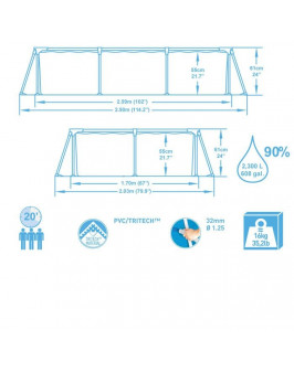 Каркасный прямоугольный бассейн Bestway 56403 (259х170х61)