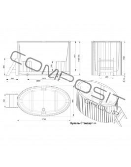 Купель Composit Standart 0,98×1,75 H=1,1 м термоясень