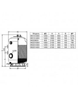 Фильтр HK151200тд, шпул. навивки, d.1.2м, 55м³/ч, выс. 1м, фланец 3", трубч.+люк+окно, без обвязки