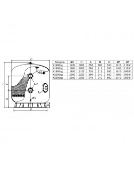 Фильтр K2300сд, шпул. навивки, d.2.3м, 206м³/ч, фланец 8", сопловый, люк+окно, без обвязки