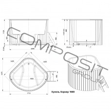 Купель Composit Corner 1,6×1,6 H=1,1 м термоясень