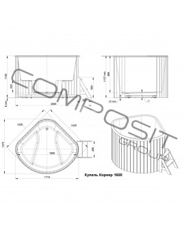 Купель Composit Corner 1,6×1,6 H=1,1 м термоясень