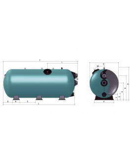 Фильтр TURBIDRON HORIZONTAL D=1000х2000 M0,6 патр 125 мм 51м3/ч скорость 30м3/ч/м2 + ЛЮК D=400