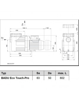 Насос BADU Eco Touch-Pro I с префильтром 25 м³/ч, 0,75 кВт, 230 В