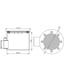 Донный слив круглый сетчатый Ø 165х100 нерж. AISI-304 подкл. внутр. 2" (плитка)