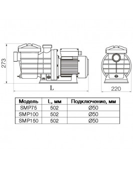 Насос SMP100, с префильтром, 10 м³/час, 220В