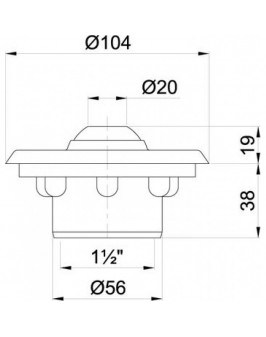 Форсунка стеновая Ø 107 (пленка) G1½"(внутр.) нерж. ст. AISI-316 и бронза