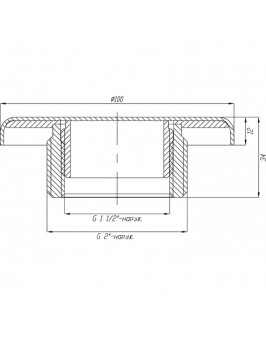 Форсунка подключения пылесоса Ø 100 (плитка) G2" (Наруж.) нерж. ст. AISI-304