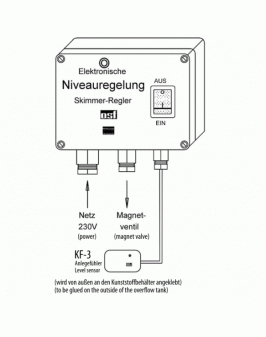 Блок упр-я уровнем воды Skimmerregler с ёмкостным датч. KF-3, магн. клапан 1/2, 230В, кабель 2,5 м
