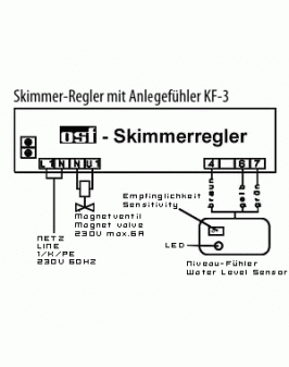 Блок упр-я уровнем воды Skimmerregler с ёмкостным датч. KF-3, магн. клапан 1/2, 230В, кабель 2,5 м