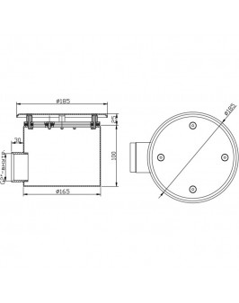 Донный слив круглый с антивихревой крышкой Ø 165х100 нерж. AISI-304 подкл. внутр. 2"(плёнка)