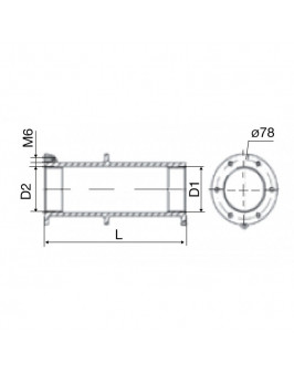 Стеновой проход дл.100 RG-бронза подкл. 2½" (внутр)х2½""(внутр)(плитка)