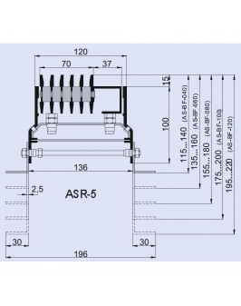 Напольный пятищелевой диффузор с ревизией ASR-5, алюминий