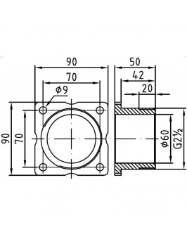 Фланцевое соединение для закладной детали пр-ка "Taifun - Compact", н.р. 2 ½", бронза