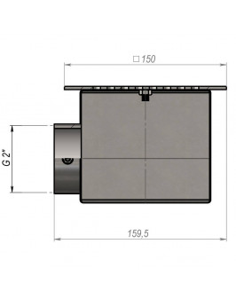 Донный слив под бетон Aquaviva 2'', AISI 304 (150x150 мм)