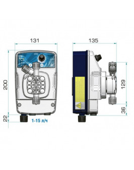 Насос дозирующий мембранный eONE MF 15-5 100/250V PVDF TFE/P