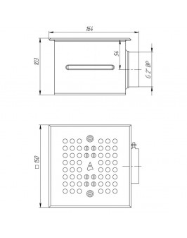 Донный слив 2" 150х150, плитка (внутр. резьба)(AISI 316)