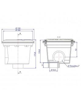 Донный слив BL 211- 2" и 50мм (пленка) макс 14м3/ч