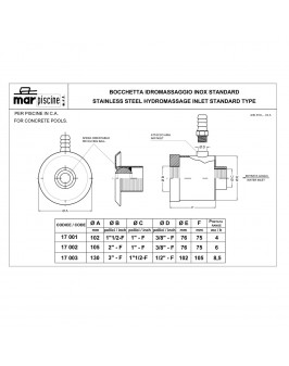 Форсунка гидромассажная под бетон Marpiscine 17001 (1.5") нерж.сталь