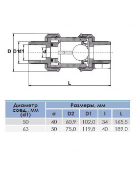 Обратный клапан шаровый ПВХ Aquaviva с муфтовым окончанием